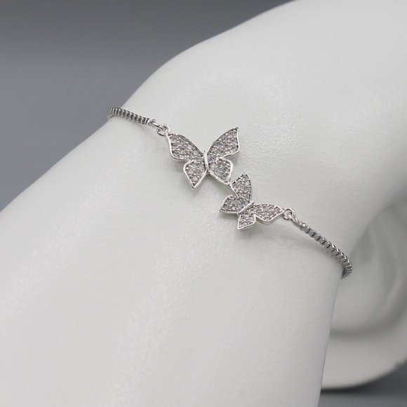 Jewelry bracelet butterfly butterflies symbol of friendship white gold dainty - Picture 2 of 7
